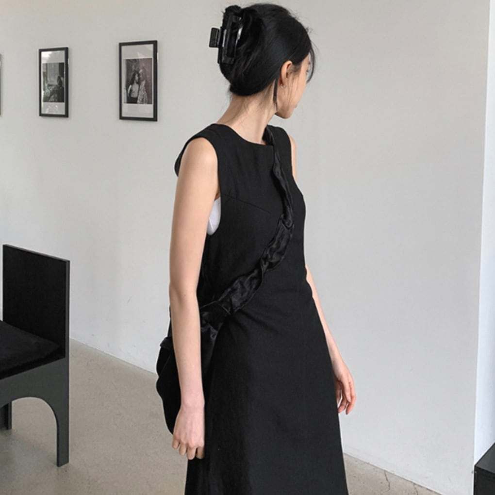 バックデザインギャザーカットリボンリネンワンピース - select store mirror meバックデザインギャザーカットリボンリネンワンピースmirror meselect store mirror meフリーサイズ