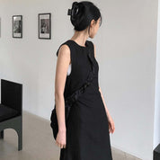 バックデザインギャザーカットリボンリネンワンピース - select store mirror meバックデザインギャザーカットリボンリネンワンピースmirror meselect store mirror meフリーサイズ