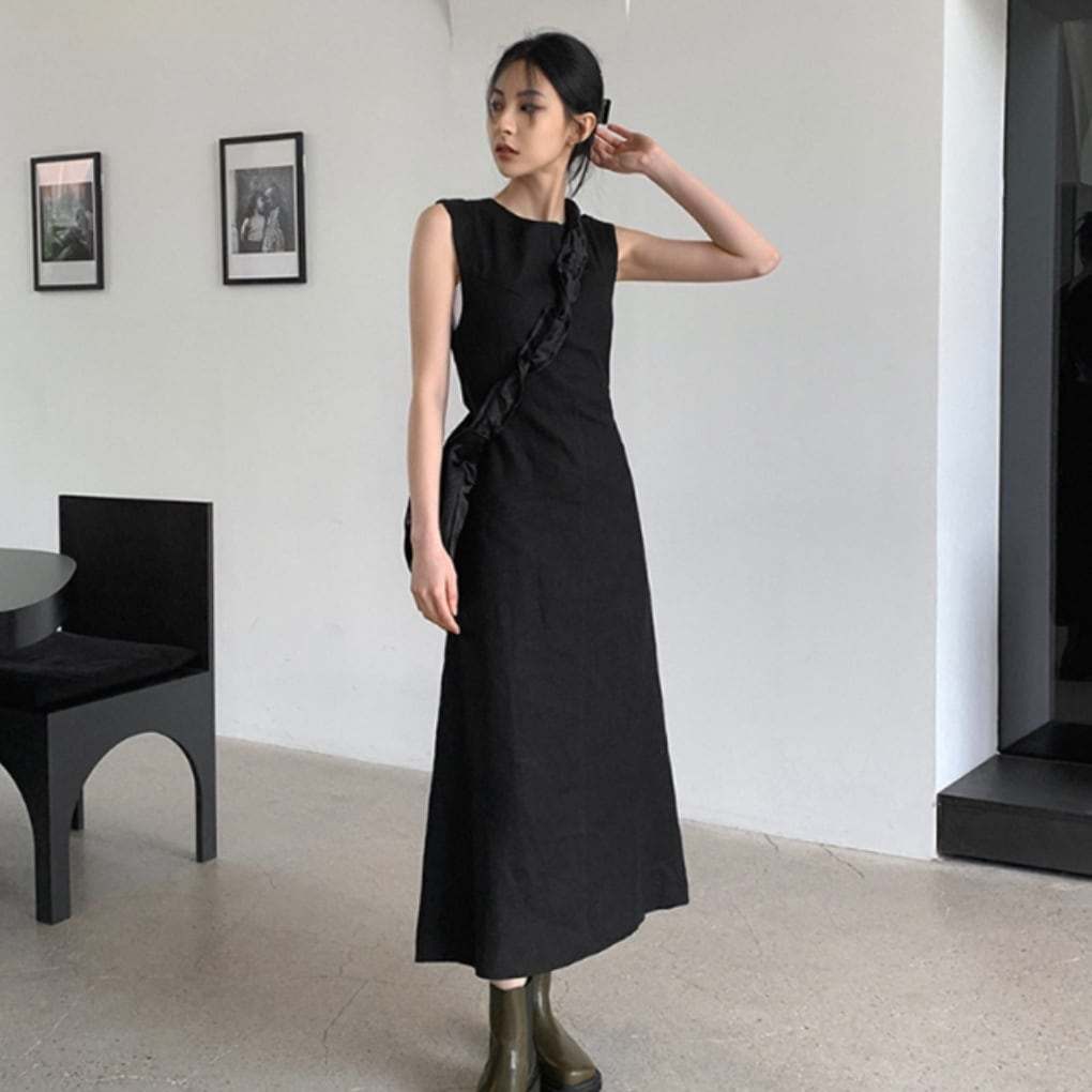 バックデザインギャザーカットリボンリネンワンピース - select store mirror meバックデザインギャザーカットリボンリネンワンピースmirror meselect store mirror meフリーサイズ