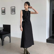バックデザインギャザーカットリボンリネンワンピース - select store mirror meバックデザインギャザーカットリボンリネンワンピースmirror meselect store mirror meフリーサイズ
