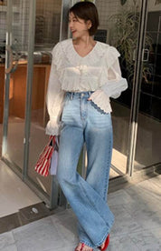 【動画あり】カッティングダブルフリルレースブラウス - select store mirror me【動画あり】カッティングダブルフリルレースブラウスmirror meselect store mirror meフリーサイズ
