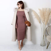 【動画あり】くすみピンクオフショルダーニットタイトワンピース - select store mirror me【動画あり】くすみピンクオフショルダーニットタイトワンピースmirror meselect store mirror meフリーサイズ