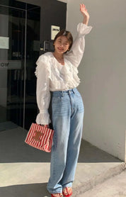 【動画あり】カッティングダブルフリルレースブラウス - select store mirror me【動画あり】カッティングダブルフリルレースブラウスmirror meselect store mirror meフリーサイズ