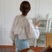 シースルーレースランタンスリーブブラウス - select store mirror meシースルーレースランタンスリーブブラウスmirror meselect store mirror meフリーサイズ