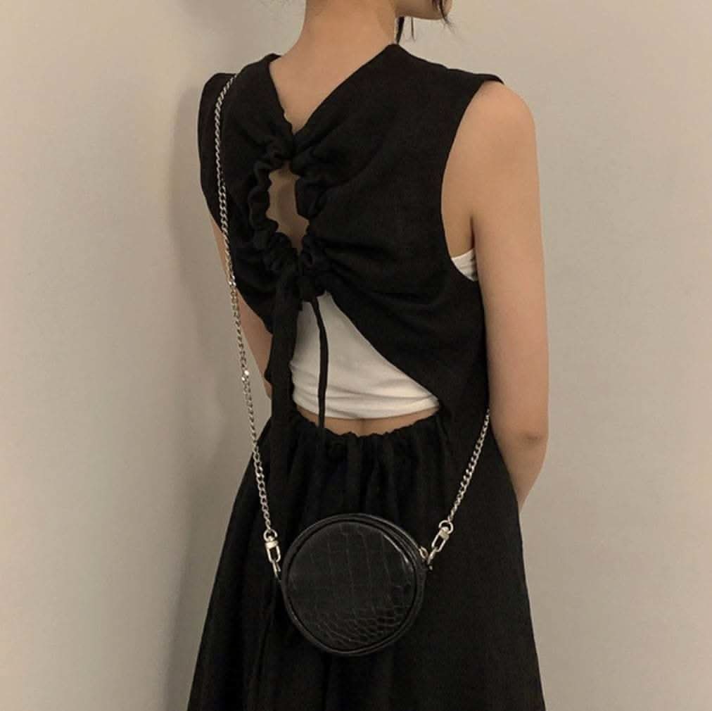 バックデザインギャザーカットリボンリネンワンピース - select store mirror meバックデザインギャザーカットリボンリネンワンピースmirror meselect store mirror meフリーサイズ