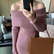 【動画あり】くすみピンクオフショルダーニットタイトワンピース - select store mirror me【動画あり】くすみピンクオフショルダーニットタイトワンピースmirror meselect store mirror meフリーサイズ