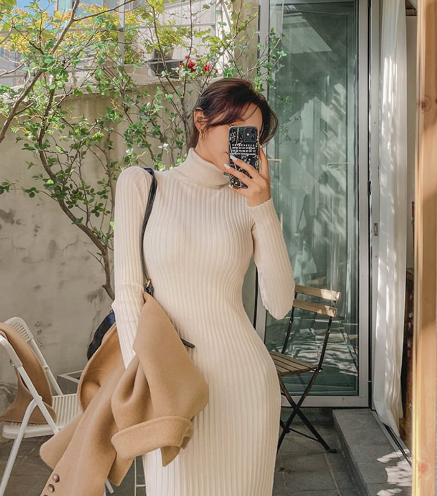 リブニット美シルエットロングワンピース - select store mirror meリブニット美シルエットロングワンピースmirror meselect store mirror meフリーサイズ
