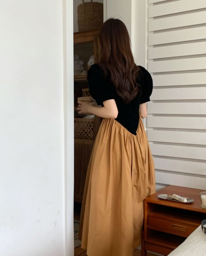 カラー切り替えプリーツワンピース - select store mirror meカラー切り替えプリーツワンピースmirror meselect store mirror meフリーサイズ