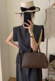 デザインショルダーウエストリボンロンパース - select store mirror meデザインショルダーウエストリボンロンパースmirror meselect store mirror meフリーサイズ