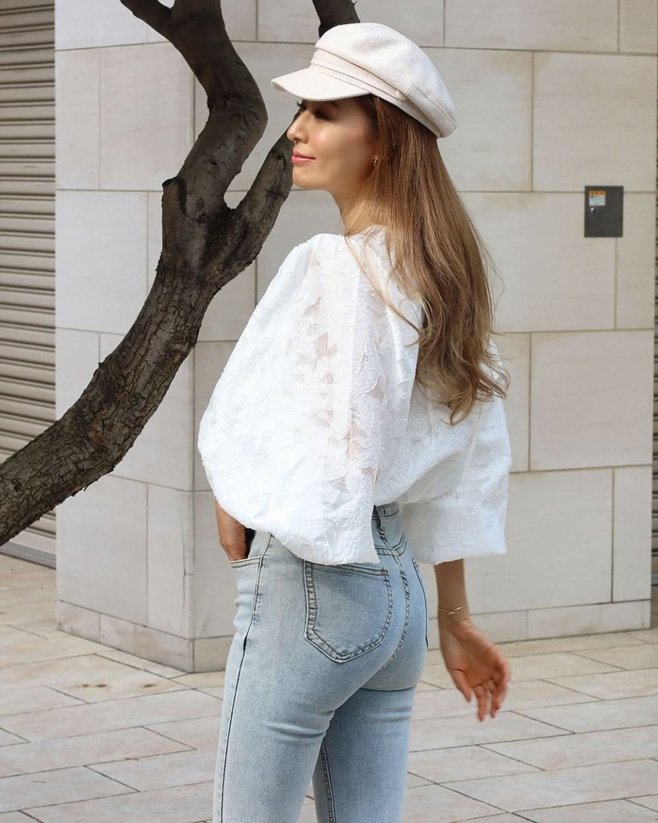 シースルーレースランタンスリーブブラウス - select store mirror meシースルーレースランタンスリーブブラウスmirror meselect store mirror meフリーサイズ