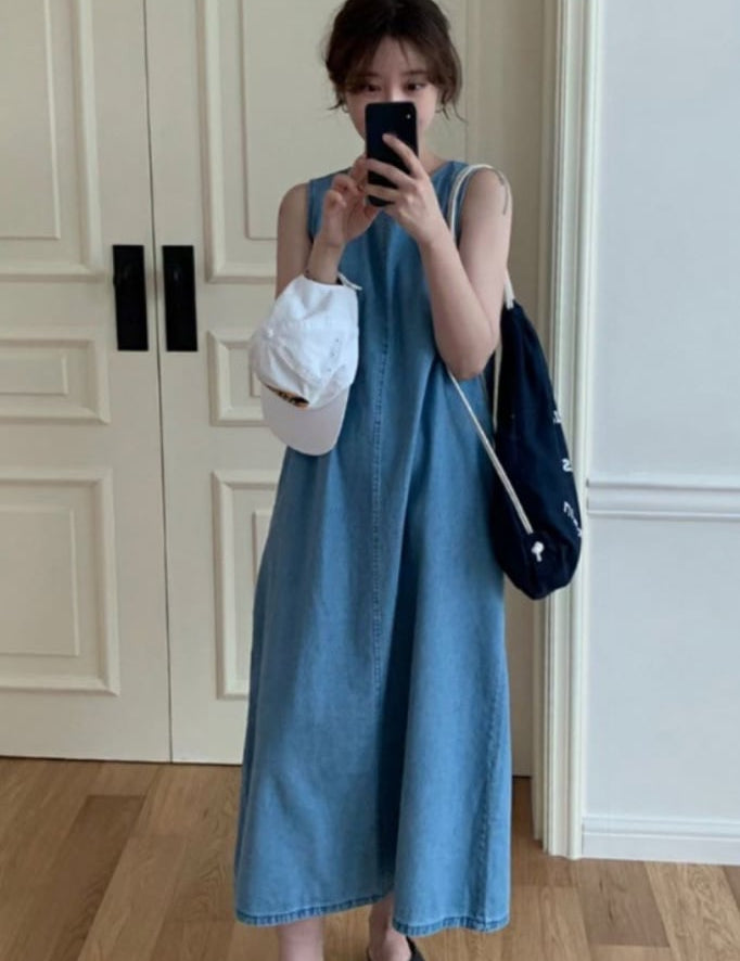 デニムダブルリボンサックロングワンピース - select store mirror meデニムダブルリボンサックロングワンピースmirror meselect store mirror meフリーサイズ