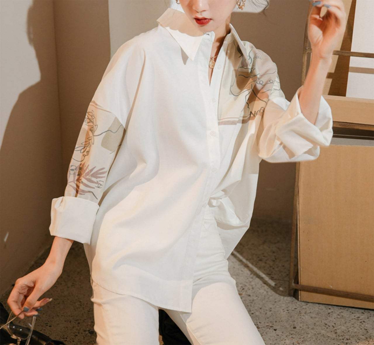 【動画あり】ニュアンスデザインプリントシャツ - select store mirror me【動画あり】ニュアンスデザインプリントシャツmirror meselect store mirror meフリーサイズ