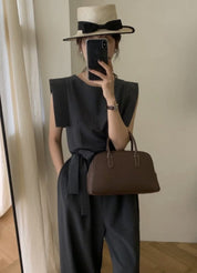 デザインショルダーウエストリボンロンパース - select store mirror meデザインショルダーウエストリボンロンパースmirror meselect store mirror meフリーサイズ