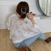 シースルーレースランタンスリーブブラウス - select store mirror meシースルーレースランタンスリーブブラウスmirror meselect store mirror meフリーサイズ