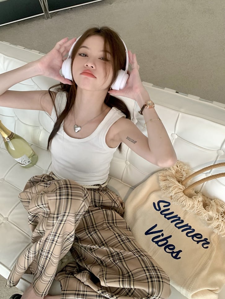 チェック柄ロープベルトシルエットパンツ - select store mirror meチェック柄ロープベルトシルエットパンツmirror meselect store mirror meフリーサイズ