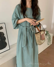エメラルドカラーパフスリーブラフワンピース - select store mirror meエメラルドカラーパフスリーブラフワンピースmirror meselect store mirror meフリーサイズ
