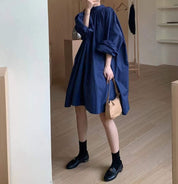 【動画あり】モックネックネイビーシャツワンピース - select store mirror me【動画あり】モックネックネイビーシャツワンピースmirror meselect store mirror meフリーサイズ