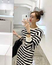 ウエストスリットリボンボーダールーズワンピース - select store mirror meウエストスリットリボンボーダールーズワンピースmirror meselect store mirror meフリーサイズ