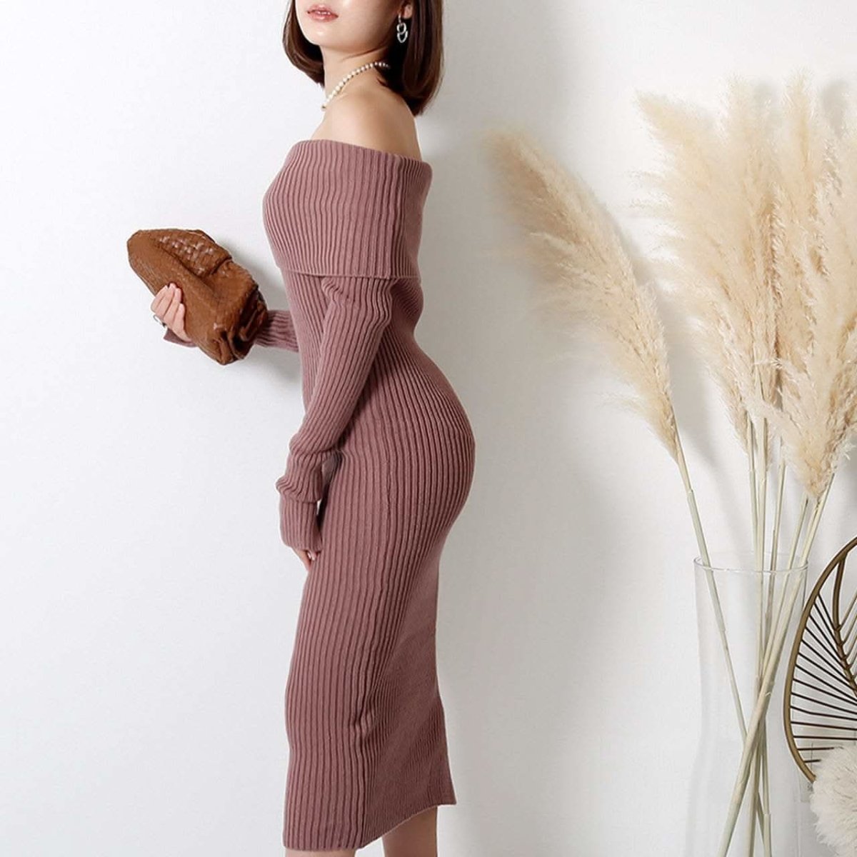 【動画あり】くすみピンクオフショルダーニットタイトワンピース - select store mirror me【動画あり】くすみピンクオフショルダーニットタイトワンピースmirror meselect store mirror meフリーサイズ