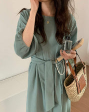 エメラルドカラーパフスリーブラフワンピース - select store mirror meエメラルドカラーパフスリーブラフワンピースmirror meselect store mirror meフリーサイズ
