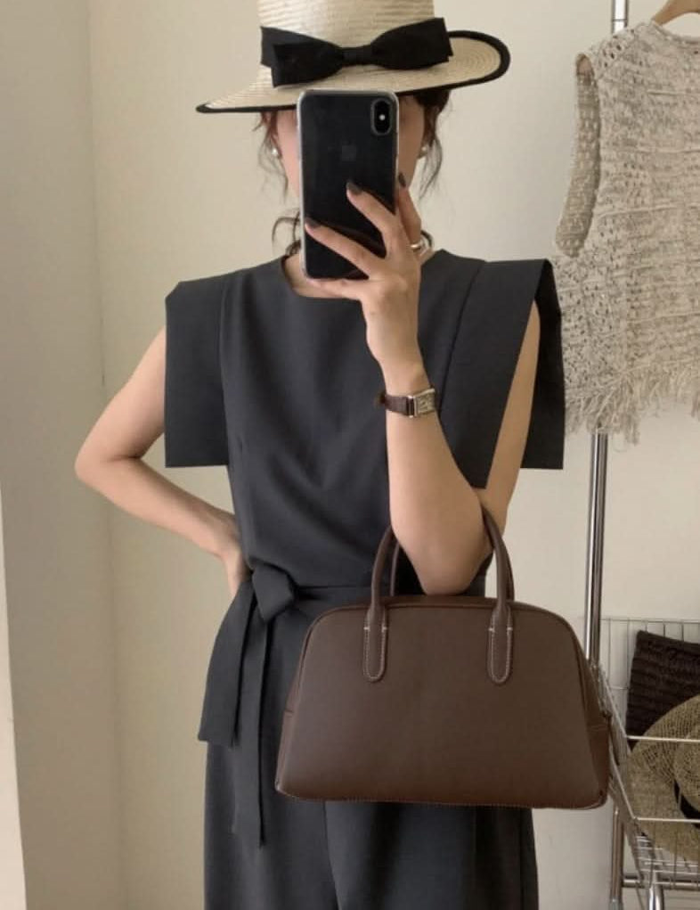 デザインショルダーウエストリボンロンパース - select store mirror meデザインショルダーウエストリボンロンパースmirror meselect store mirror meフリーサイズ