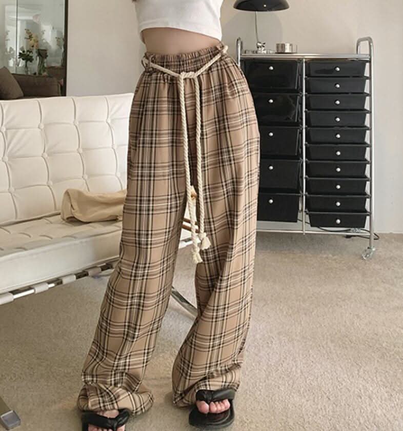 チェック柄ロープベルトシルエットパンツ - select store mirror meチェック柄ロープベルトシルエットパンツmirror meselect store mirror meフリーサイズ