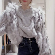 【ミンクファー＆モヘア】【動画あり】ファーMIXニットセーター　２色展開 - select store mirror me【ミンクファー＆モヘア】【動画あり】ファーMIXニットセーター　２色展開190024822mirror meselect store mirror me190024822グレー