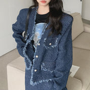 ＜Sサイズ１点即納＞＜ラミカ様ご愛用＞デニムフリンジノーカラージャケットセットアップ - select store mirror me＜Sサイズ１点即納＞＜ラミカ様ご愛用＞デニムフリンジノーカラージャケットセットアップ201627114mirror meselect store mirror me201627114【即納】S