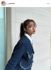 ＜Sサイズ１点即納＞＜ラミカ様ご愛用＞デニムフリンジノーカラージャケットセットアップ - select store mirror me＜Sサイズ１点即納＞＜ラミカ様ご愛用＞デニムフリンジノーカラージャケットセットアップ201627114mirror meselect store mirror me201627114【即納】S