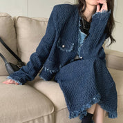 ＜Sサイズ１点即納＞＜ラミカ様ご愛用＞デニムフリンジノーカラージャケットセットアップ - select store mirror me＜Sサイズ１点即納＞＜ラミカ様ご愛用＞デニムフリンジノーカラージャケットセットアップ201627114mirror meselect store mirror me201627114【即納】S