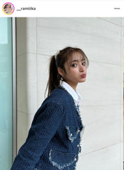 ＜Sサイズ１点即納＞＜ラミカ様ご愛用＞デニムフリンジノーカラージャケットセットアップ - select store mirror me＜Sサイズ１点即納＞＜ラミカ様ご愛用＞デニムフリンジノーカラージャケットセットアップ201627114mirror meselect store mirror me201627114【即納】S