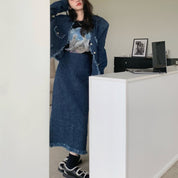 ＜Sサイズ１点即納＞＜ラミカ様ご愛用＞デニムフリンジノーカラージャケットセットアップ - select store mirror me＜Sサイズ１点即納＞＜ラミカ様ご愛用＞デニムフリンジノーカラージャケットセットアップ201627114mirror meselect store mirror me201627114【即納】S