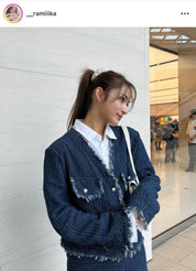 ＜Sサイズ１点即納＞＜ラミカ様ご愛用＞デニムフリンジノーカラージャケットセットアップ - select store mirror me＜Sサイズ１点即納＞＜ラミカ様ご愛用＞デニムフリンジノーカラージャケットセットアップ201627114mirror meselect store mirror me201627114【即納】S