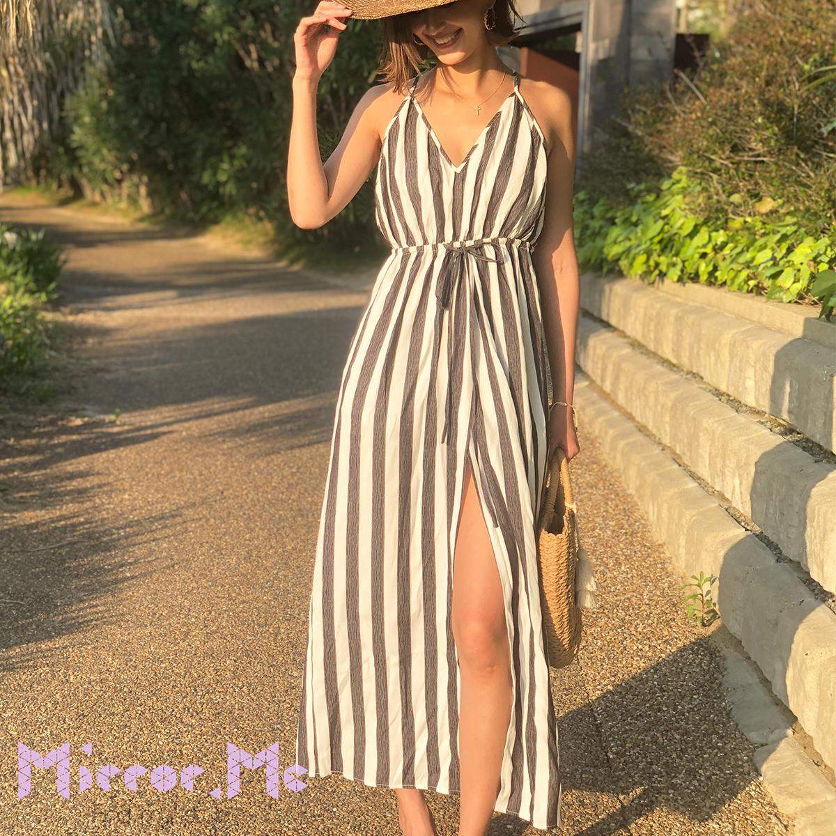 ＜Sサイズ２点即納＞【動画あり】ストライプバックオープンワンピース - select store mirror me＜Sサイズ２点即納＞【動画あり】ストライプバックオープンワンピース52693213mirror meselect store mirror me52693213【即納】S
