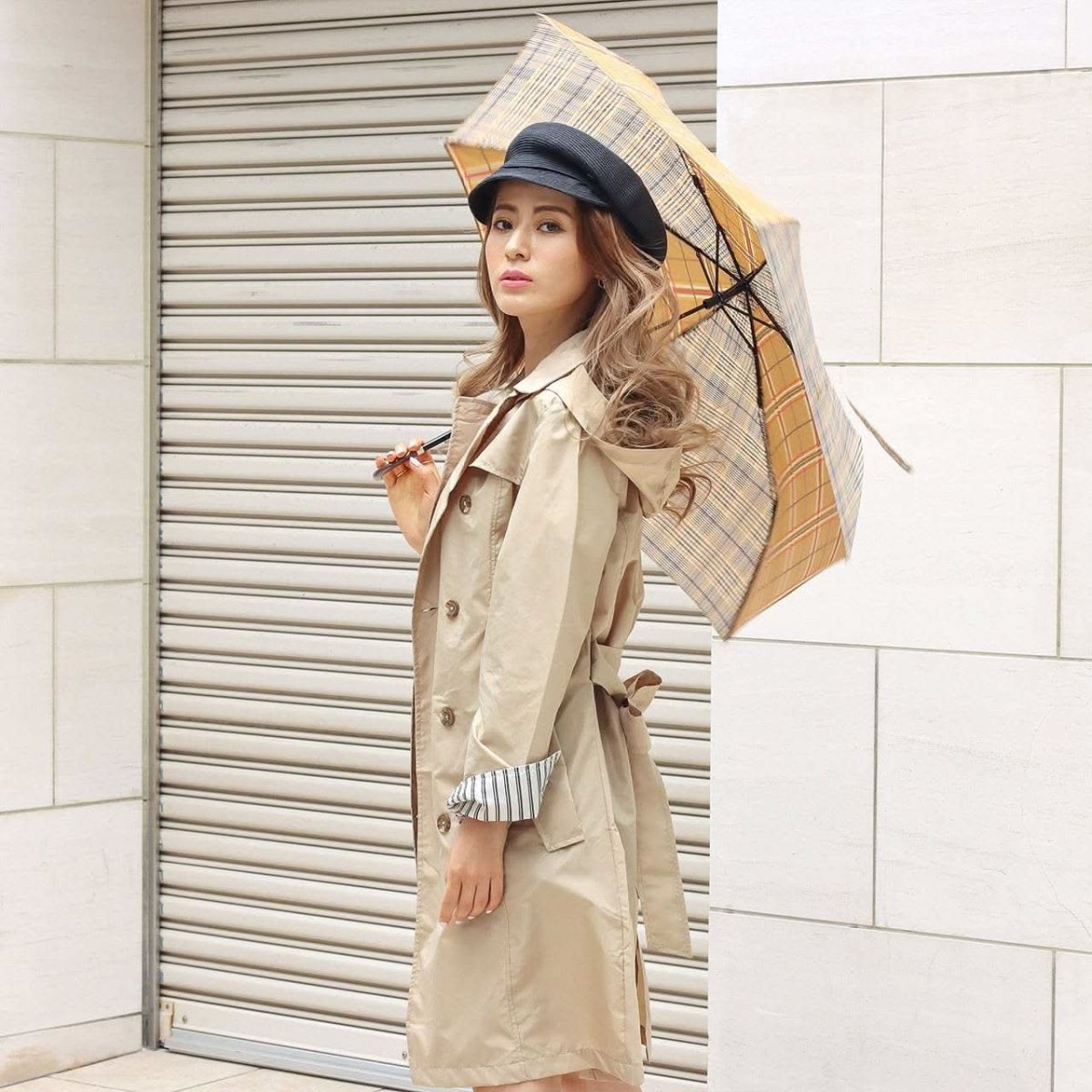 SALE【通常4,980▶︎4,482円】【即納残り１点】晴雨兼用ブラウンチェック柄２トーンカラー折り畳み傘 - select store mirror meSALE【通常4,980▶︎4,482円】【即納残り１点】晴雨兼用ブラウンチェック柄２トーンカラー折り畳み傘mirror meselect store mirror meフリーサイズ