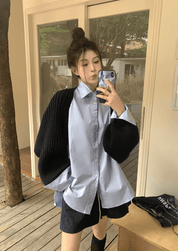 重ね着スタイルのセーターワンピ - select store mirror me重ね着スタイルのセーターワンピselect store mirror meselect store mirror meブルーシャツ＋黒ニット　ワンサイズ