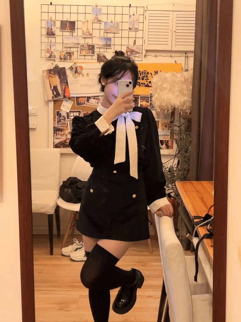 バイカラーリボンジャケット＆スカートセットアップ - select store mirror meバイカラーリボンジャケット＆スカートセットアップselect store mirror meselect store mirror meブラック　S