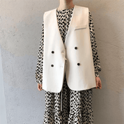 カジュアル　ダブル ブレスト ベスト　ジャケット - select store mirror meカジュアル　ダブル ブレスト ベスト　ジャケットselect store mirror meselect store mirror meブラックベージュ　S