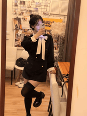 バイカラーリボンジャケット＆スカートセットアップ - select store mirror meバイカラーリボンジャケット＆スカートセットアップselect store mirror meselect store mirror meブラック　S