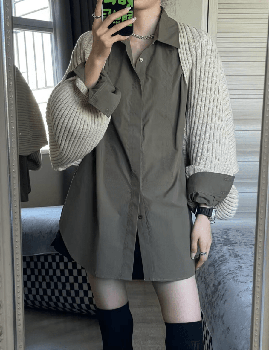 秋ニットデザインワンピース風シャツ - select store mirror me秋ニットデザインワンピース風シャツselect store mirror meselect store mirror meS