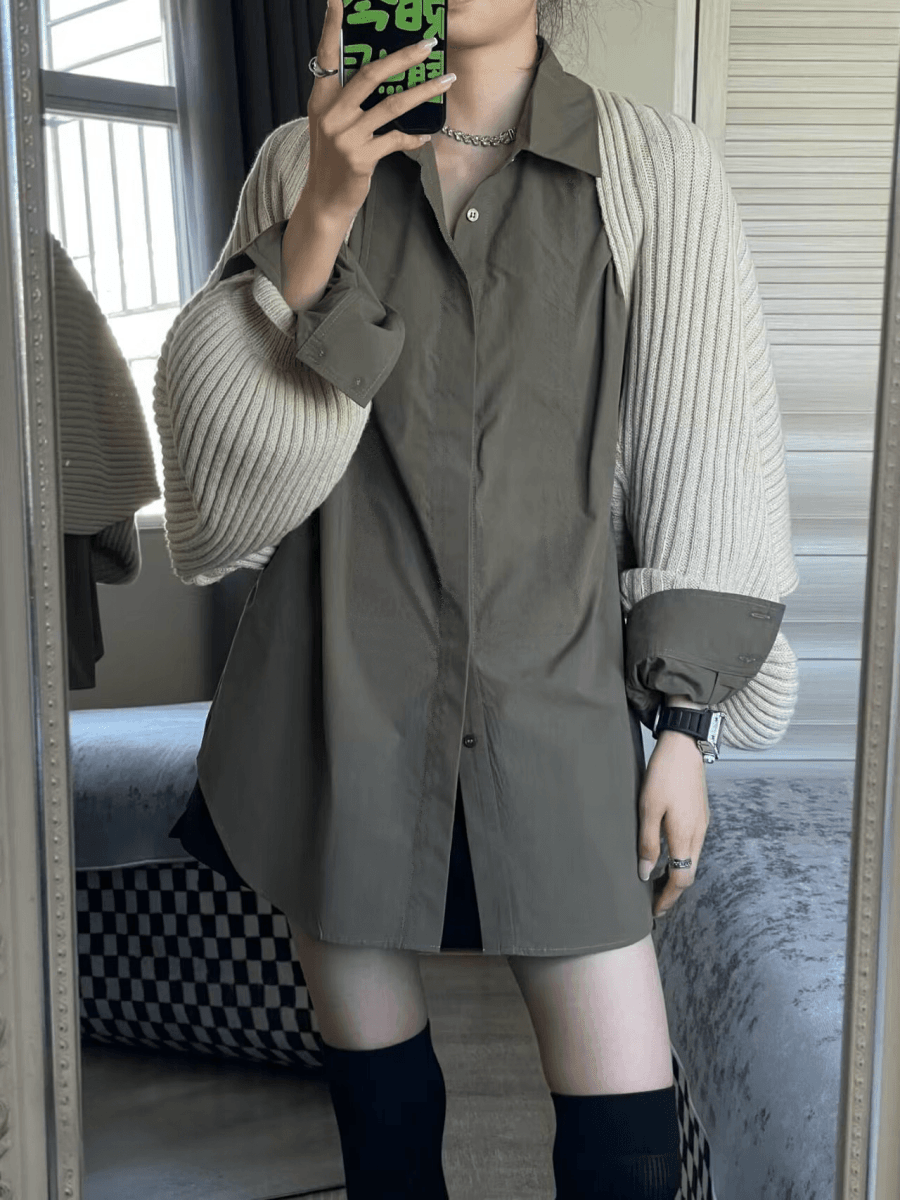 秋ニットデザインワンピース風シャツ - select store mirror me秋ニットデザインワンピース風シャツselect store mirror meselect store mirror meS