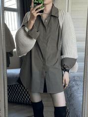秋ニットデザインワンピース風シャツ - select store mirror me秋ニットデザインワンピース風シャツselect store mirror meselect store mirror meS