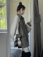 秋ニットデザインワンピース風シャツ - select store mirror me秋ニットデザインワンピース風シャツselect store mirror meselect store mirror meS