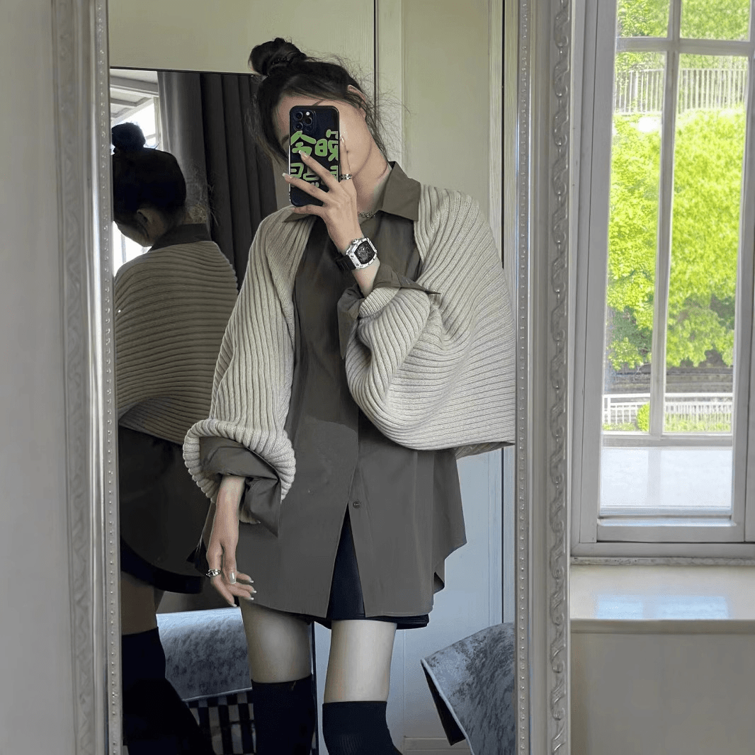 秋ニットデザインワンピース風シャツ - select store mirror me秋ニットデザインワンピース風シャツselect store mirror meselect store mirror meS