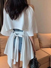 ＜上質シルク＞バック変形リボンデザインロングTシャツ　２色展開 - select store mirror me＜上質シルク＞バック変形リボンデザインロングTシャツ　２色展開122751299mirror meselect store mirror me122751299ホワイト S