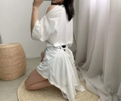 ＜上質シルク＞バック変形リボンデザインロングTシャツ　２色展開 - select store mirror me＜上質シルク＞バック変形リボンデザインロングTシャツ　２色展開122751299mirror meselect store mirror me122751299ホワイト S