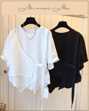 異素材アシンメトリー重ね着デザインTシャツ　２色展開 - select store mirror me異素材アシンメトリー重ね着デザインTシャツ　２色展開136232898mirror meselect store mirror me136232898ホワイト S