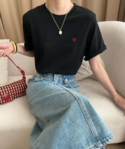 【動画あり】ハートワンポイントデザインTシャツ　２色展開 - select store mirror me【動画あり】ハートワンポイントデザインTシャツ　２色展開208696980mirror meselect store mirror me208696980ホワイトS