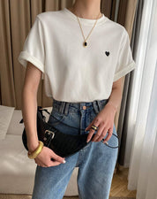 【動画あり】ハートワンポイントデザインTシャツ　２色展開 - select store mirror me【動画あり】ハートワンポイントデザインTシャツ　２色展開208696980mirror meselect store mirror me208696980ホワイトS
