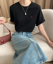 【動画あり】ハートワンポイントデザインTシャツ　２色展開 - select store mirror me【動画あり】ハートワンポイントデザインTシャツ　２色展開208696980mirror meselect store mirror me208696980ホワイトS